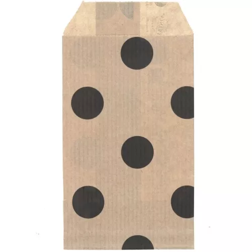 Bolsa de papel 7x12 cm - estampado de lunares - Kraft - Negro x1