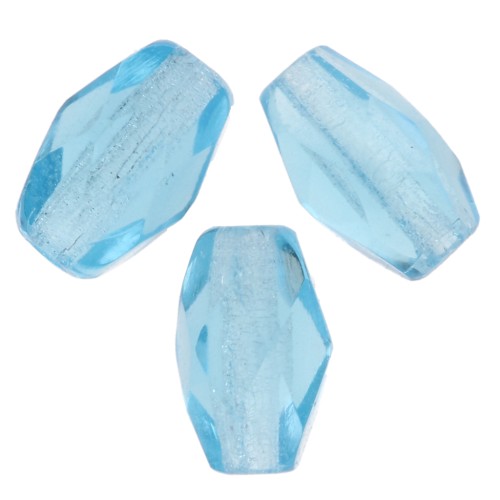 Cuentas en forma de oliva facetadas de 6x4 mm - Aguamarina x25