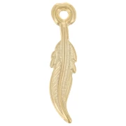 Colgante pluma 23x5 mm - Dorado con oro fino x1