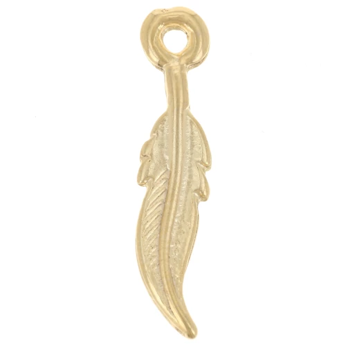 Colgante pluma 23x5 mm - Dorado con oro fino x1