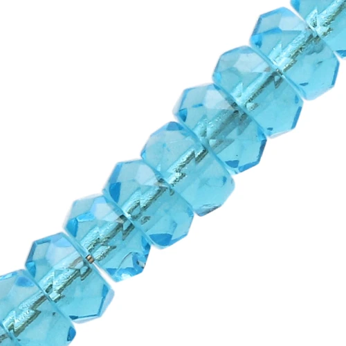 Cuentas arandalas Heishi facetadas 6x3 mm - Aguamarina x25