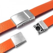 Cierre magnético 20x12 mm para cordón plano 10 mm Chapado Plateado envejecido x1