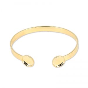 Pulsera en latón 15cm para cabujón fondo plano 10mm dorado con oro fino x1