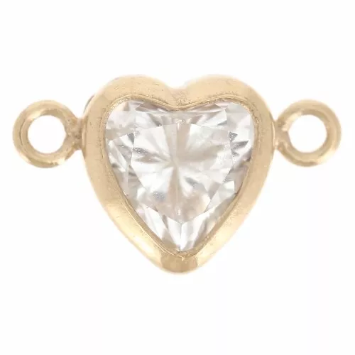 Entrepieza corazón horizontal 9x5,5 mm con CZ - Gold filled (oro laminado) - Cristal