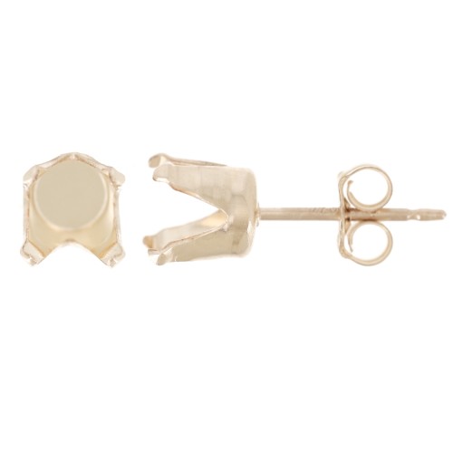 Ganchos pendientes 4 puntas para cabujón de 6 mm - Gold Filled (laminado oro) x2