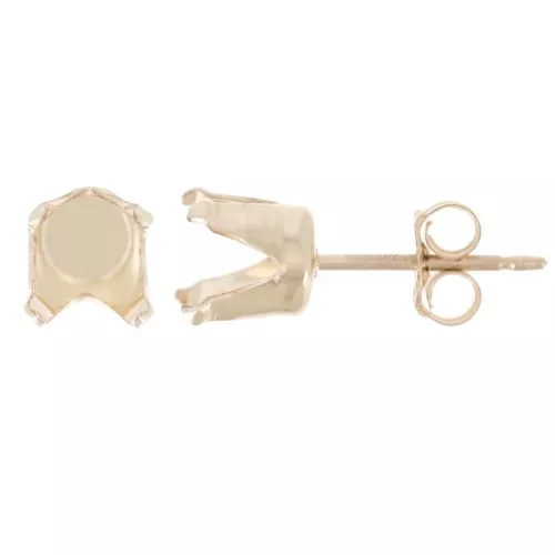 Ganchos pendientes 4 puntas para cabujón de 6 mm - Gold Filled (laminado oro) x2