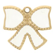 Dije de nudo 15x16 mm resina epoxi - Acero inoxidable 304L Dorado - Crema x1