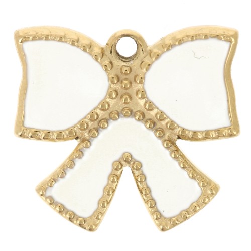 Dije de nudo 15x16 mm resina epoxi - Acero inoxidable 304L Dorado - Crema x1