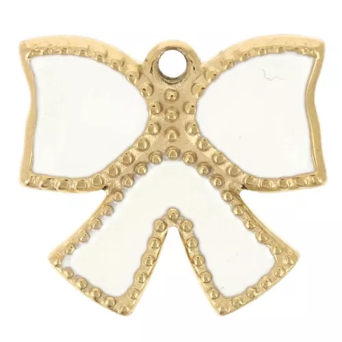 Dije de nudo 15x16 mm resina epoxi - Acero inoxidable 304L Dorado - Crema x1