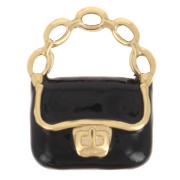 Dije de bolso 15x12 mm Resina epoxi - Acero inoxidable 304L Dorado - Negro x1|raw }}