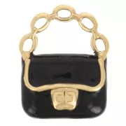 Dije de bolso 15x12 mm Resina epoxi - Acero inoxidable 304L Dorado - Negro x1