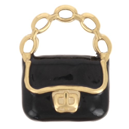 Dije de bolso 15x12 mm Resina epoxi - Acero inoxidable 304L Dorado - Negro x1