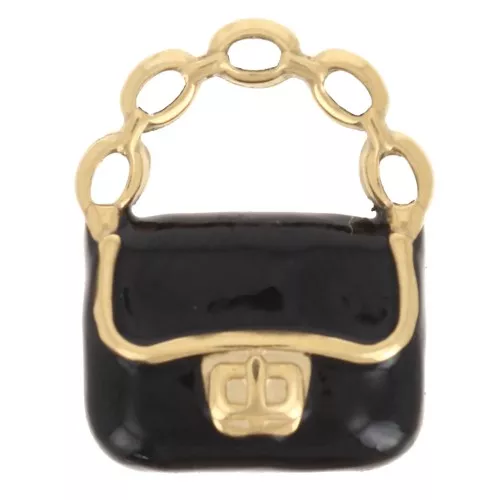 Dije de bolso 15x12 mm Resina epoxi - Acero inoxidable 304L Dorado - Negro x1
