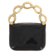 Dije de bolso 15x12 mm Resina epoxi - Acero inoxidable 304L Dorado - Negro x1