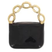 Dije de bolso 15x12 mm Resina epoxi - Acero inoxidable 304L Dorado - Negro x1