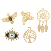 Mezcla de Dijes epoxi Talismanes Exclu Perles&amp;Co - Acero inoxidable 304L Dorado x5|raw }}