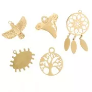 Mezcla de Dijes epoxi Talismanes Exclu Perles&Co - Acero inoxidable 304L Dorado x5