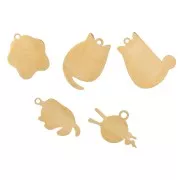 Mezcla de dijes epoxi - Gatos - Exclu Perles&Co - Acero inoxidable 304L Dorado x5