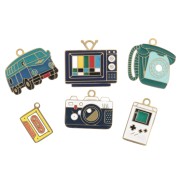 Mezcla de Dijes de epoxi Objetos retro Exclu Perles&Co Acero inoxidable 304L Dorado x6