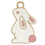 Dije conejo 18x11 mm resina epoxi - Acero inoxidable 304L Dorado - Blanco x1|raw }}