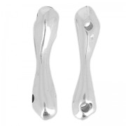 Entrepiezas irregulares de 2 agujeros, 27 x 5,5 mm - Chapado en plata envejecida x4