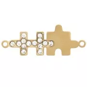 Puzzle Entrepieza 25x9 mm Oxidos de Circonio - Acero inoxidable 304L Dorado x1