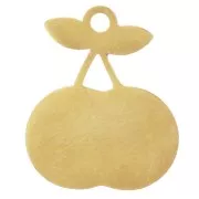 Dije cereza 18x15 mm resina epoxi - Acero inoxidable 304L Dorado - Purpurina rosa x1