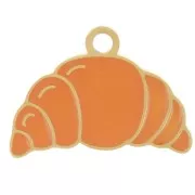 Dije media luna 13x18 mm resina epoxi - Acero inoxidable 304L Dorado - Naranja x1