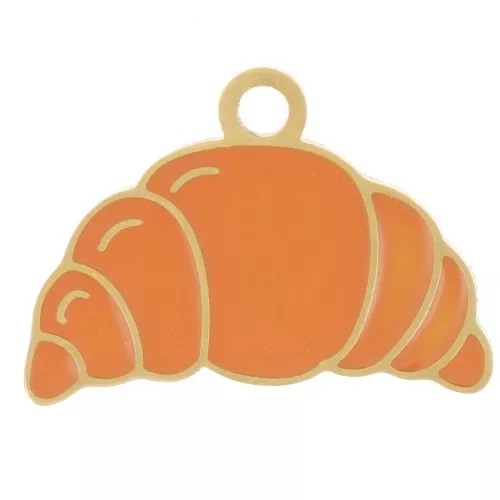 Dije media luna 13x18 mm resina epoxi - Acero inoxidable 304L Dorado - Naranja x1