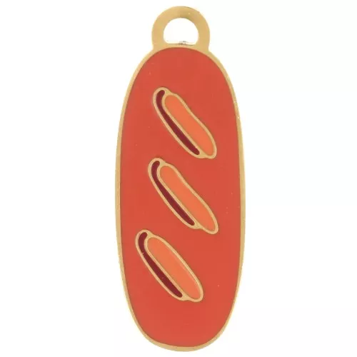 Dije de barra de pan 20x7 mm resina epoxi - Acero inoxidable 304L Dorado - Naranja x1