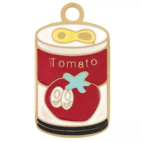 Dije sopa de tomate 18x10 mm resina epoxi - Acero inoxidable 304L Dorado - Rojo x1