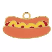 Dije Hot dog 10x18 mm resina epoxi - Acero inoxidable 304L Dorado - Multi x1