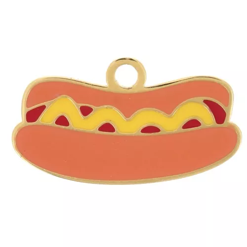 Dije Hot dog 10x18 mm resina epoxi - Acero inoxidable 304L Dorado - Multi x1