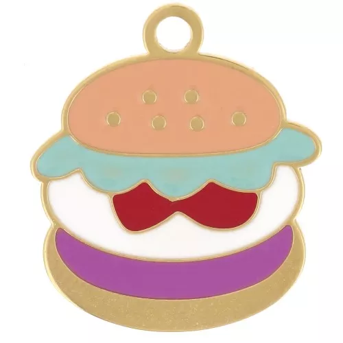 Dije Hamburguesa 17x15 mm Resina Epoxi - Acero inoxidable 304L Dorado - Multi x1