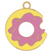 Dije Donut 16 mm Resina epoxi - Acero inoxidable 304L Dorado - Rosa x1|raw }}