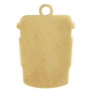 Dije con forma de taza de café, 18 x 12,5 mm, resina epoxi - Acero inoxidable 316L Dorado - Marrón
