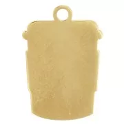 Dije con forma de taza de café, 18 x 12,5 mm, resina epoxi - Acero inoxidable 316L Dorado - Marrón