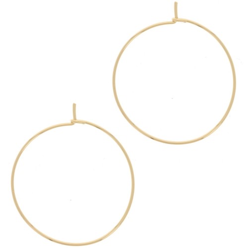 Pendientes de aro de 30 mm - Hilo de 0,7 mm - Dorado x2