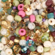 Cuentas de Rocalla Preciosa 6/0, 4 mm - Mezcla de blanco y multicolor, 20 g