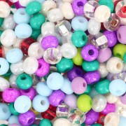 Cuentas de Rocalla Preciosa 6/0, 4 mm - Surtido: violeta, turquesa y blanco, 20 g