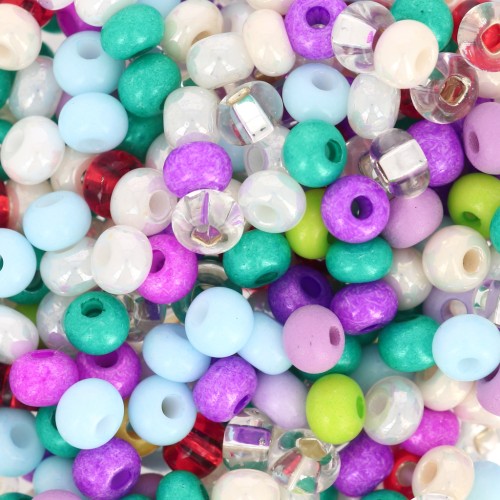 Preciosa Cuentas de rocalla 6/0 4 mm - Mix Violeta - Turquesa - Blanco x20g