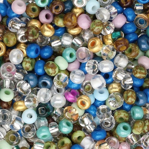 Cuentas de Rocalla Preciosa 8/0 3 mm - Mezcla multicolor azul - Golden x20 g