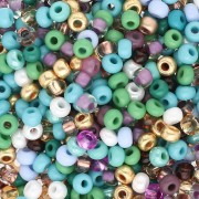 Cuentas de Rocalla Preciosa 8/0 de 3 mm - Mezcla de turquesa, ciruela y Dorado x 20 g