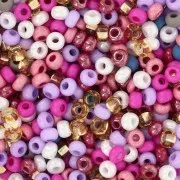 Cuentas Rocalla Preciosa 8/0 3 mm - Mezcla de violeta, rosa y blanco x 20 g