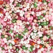 Cuentas de Rocalla Preciosa 11/0 de 2 mm - Surtido: blanco, rosa y verde x 20 g