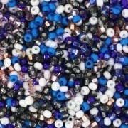 Preciosa Perles rocailles 11/0 2 mm - Mix Multi bleu - Blanc - Noir x20g