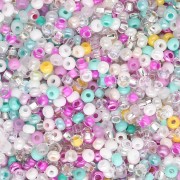 Cuentas de Rocalla Preciosa 11/0, 2 mm - Mezcla de cristal - Turquesa - Rosa, 20 g