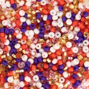 Cuentas de Rocalla Preciosa 11/0 de 2 mm - Surtido: blanco, naranja y morado, 20 g