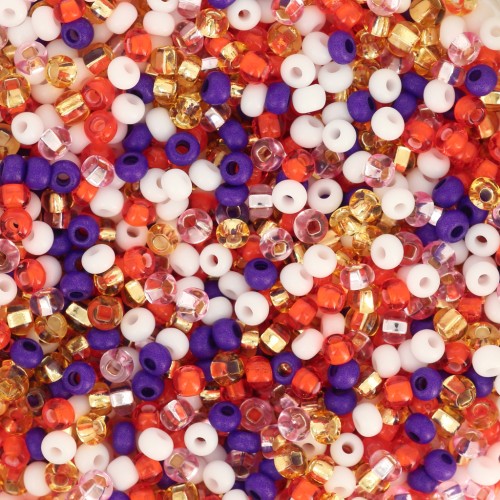 Cuentas de Rocalla Preciosa 11/0 de 2 mm - Surtido: blanco, naranja y morado, 20 g