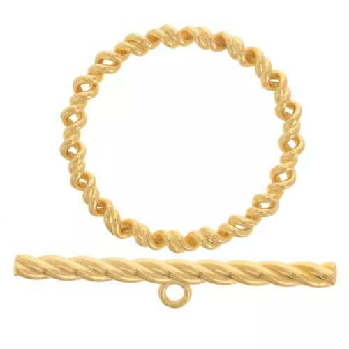27mm Twisted T Cierre para Pulsera o Collar - Plata 925 Dorado x1